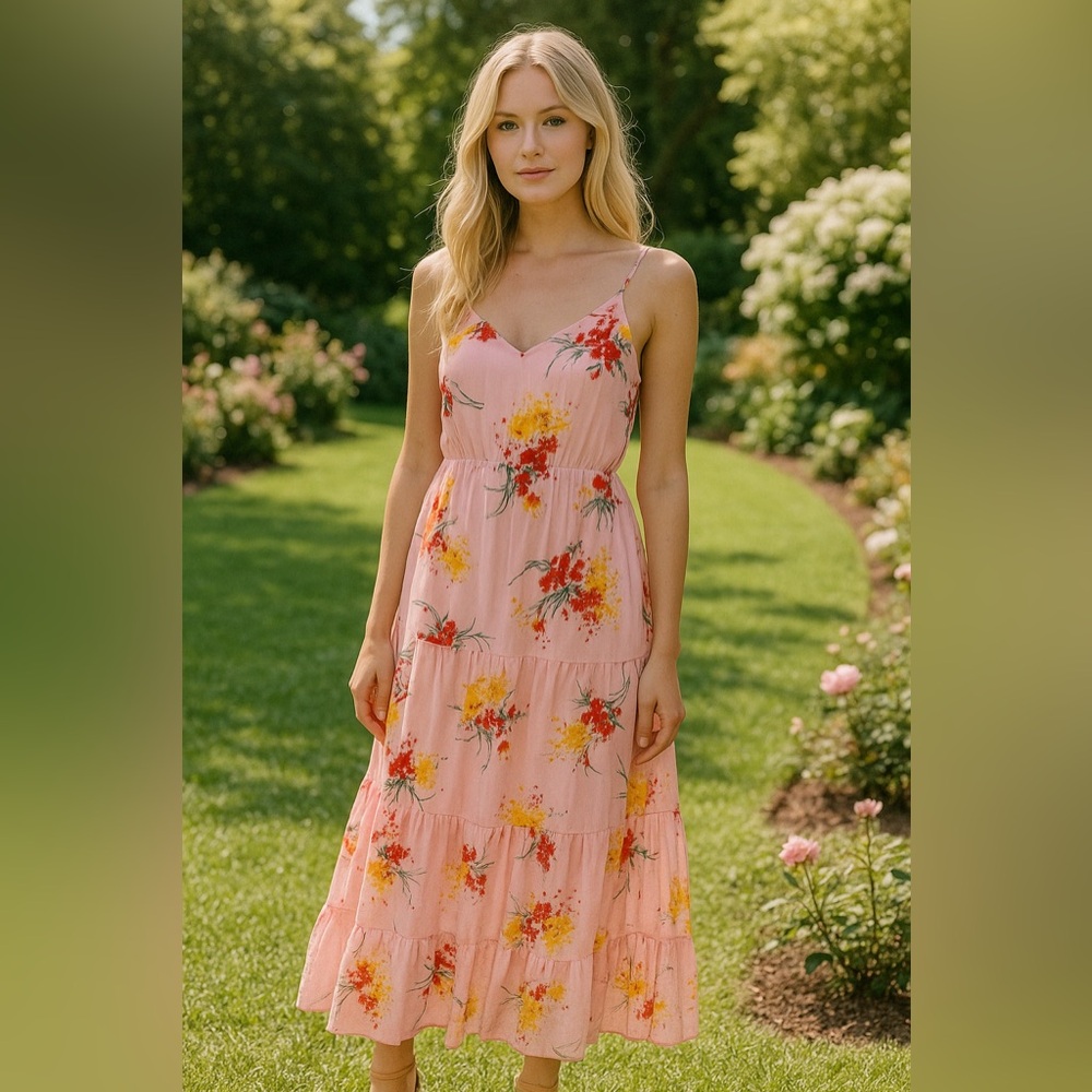 J. Crew Sleeveless Summer Pink Floral Maxi Dress size 2 NWT